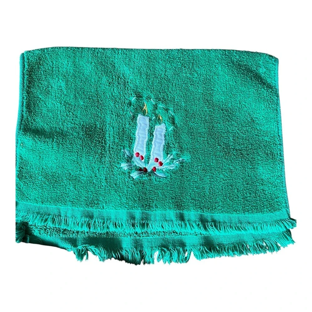 Lot Of 3 VTG Martex Cannon Xmas Red Green Fingertip Bathroom Cotton Hand Towels